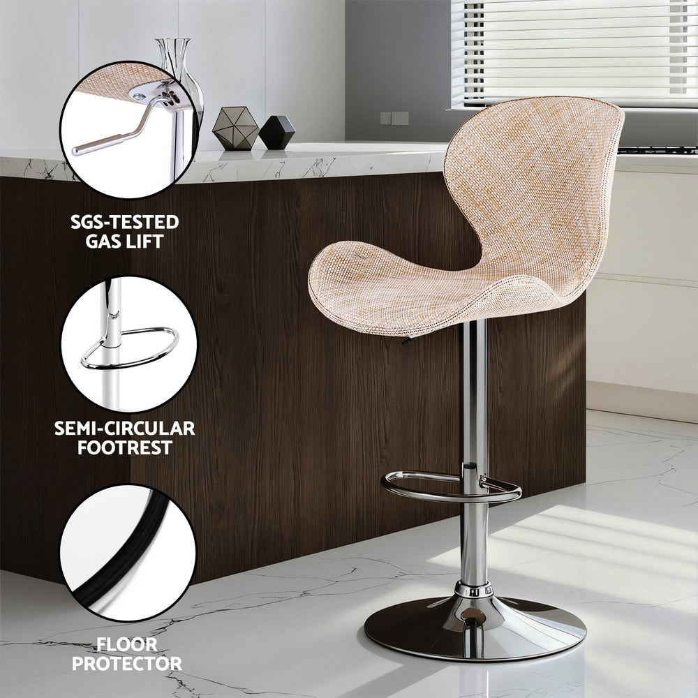 Artiss 2x Bar Stools Kitchen Swivel Gas Lift Counter Chair Wing PE Rattan Beige