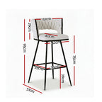 Artiss 2x Bar Stools Kitchen Dining Chair Counter Stool Woven Velvet Metal Ivory