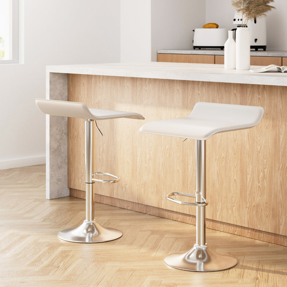 Artiss 2x Bar Stools Faux Leather Chair White