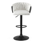 Artiss 1x Bar Stool Single Kitchen Dining Chair Counter Stool Woven Velvet Ivory