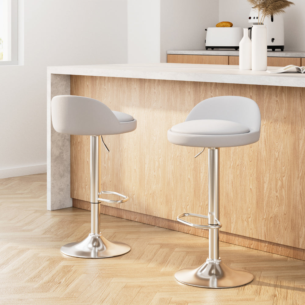 Artiss 2x Bar Stools PU Leather Gas Lift White