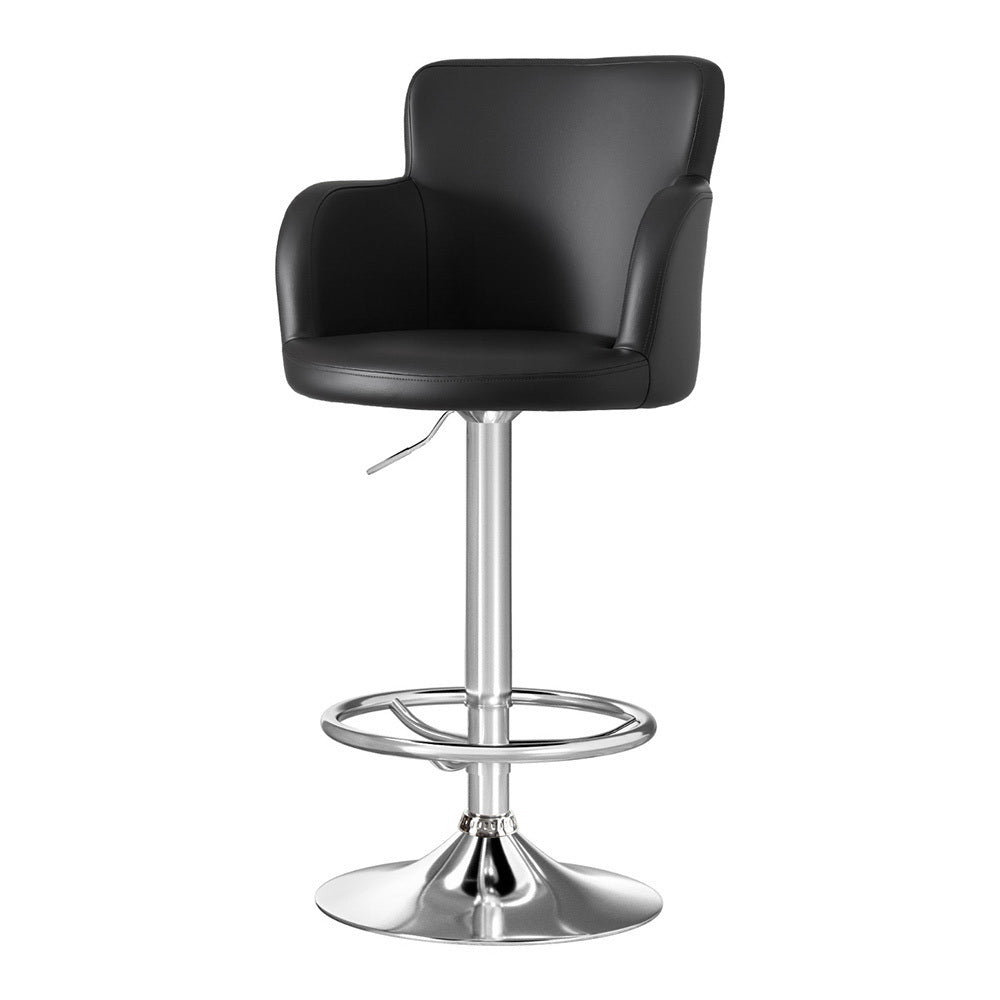 Artiss 1x Leather Bar Stools Swivel Adjustable Gas Lift PU Counter Chairs Black