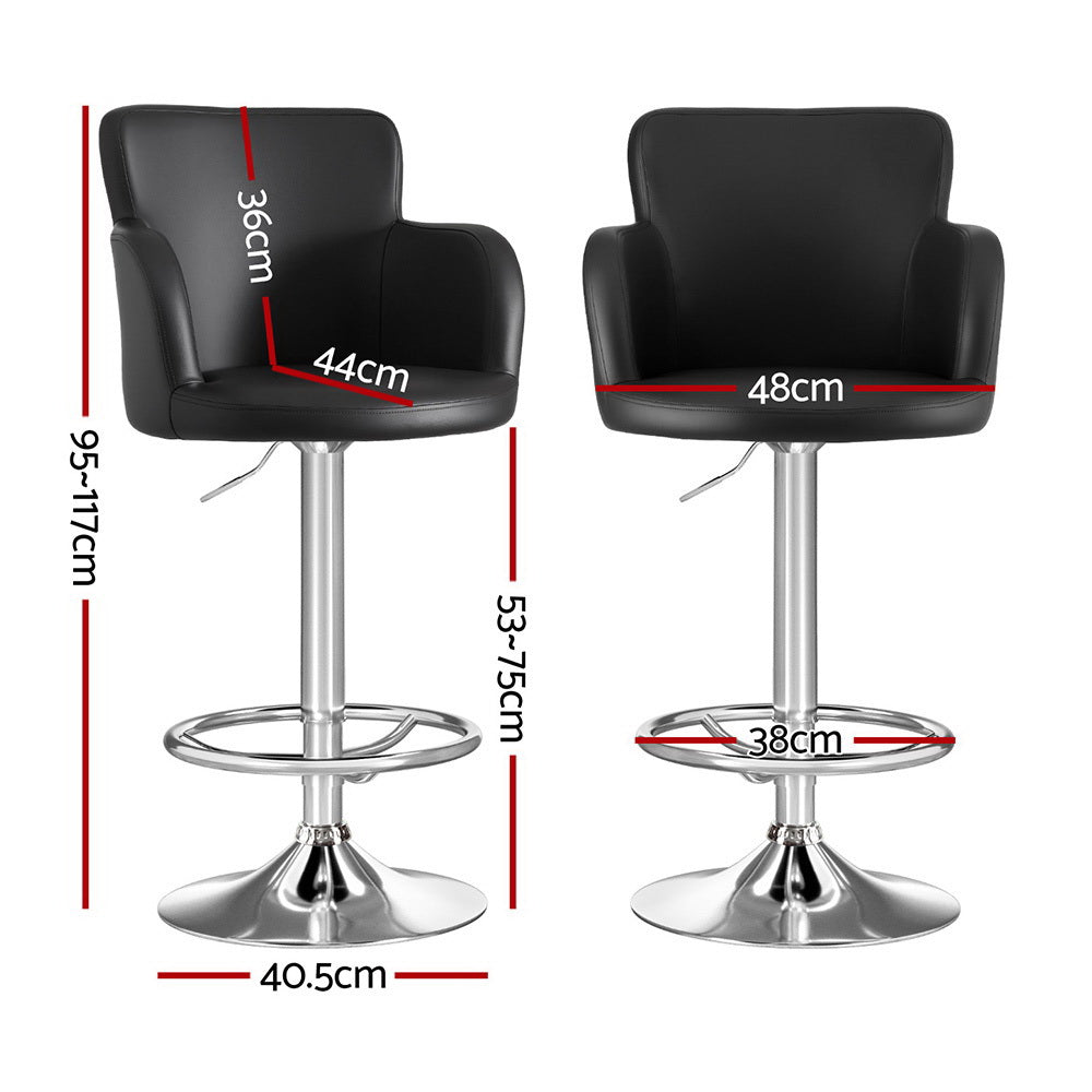 Artiss 1x Leather Bar Stools Swivel Adjustable Gas Lift PU Counter Chairs Black