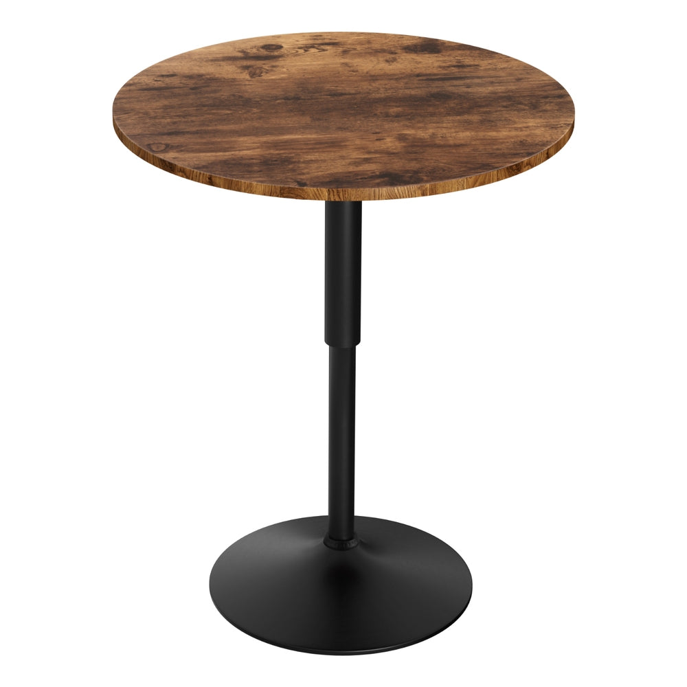 Artiss Height Adjustable Bar Table 360 Swivel Round Gaslift Design 60cm Rustic Brown Black