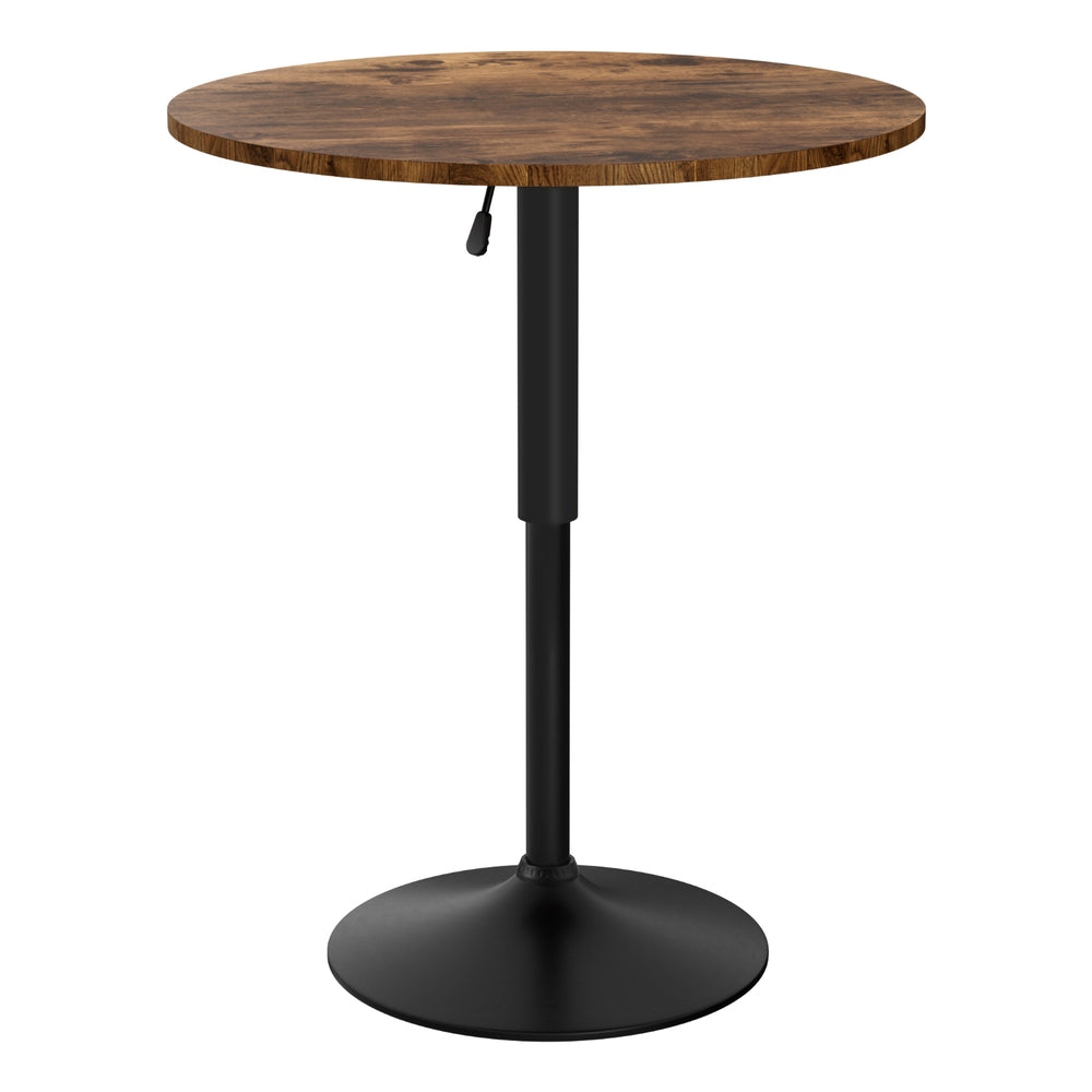 Artiss Height Adjustable Bar Table 360 Swivel Round Gaslift Design 60cm Rustic Brown Black