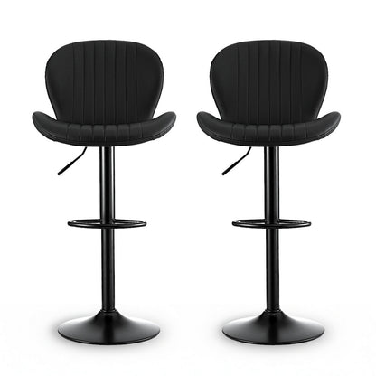 Artiss 2x Bar Stools Kitchen Swivel Gas Lift Counter Chair Shell Leather Black