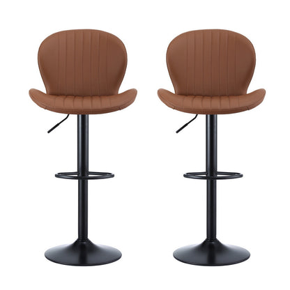 Artiss 2x Bar Stools Kitchen Swivel Gas Lift Counter Chair Shell Leather Brown