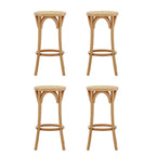 Artiss 4x Bar Stoosl Rattan Seat Wooden