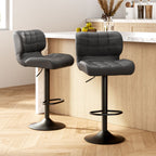 Artiss 2x Bar Stools Gas Lift Leather Padded Grey