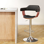 Artiss Bar Stools Gas Lift Leather w/Armrest Black
