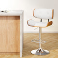 Artiss Bar Stools Gas Lift Leather White