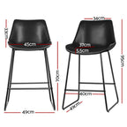 Artiss Bar Stools Kitchen Counter Barstools Leather Metal Chairs Black x2