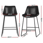 Artiss 4x Bar Stools Leather Padded Metal Legs Black