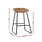Artiss 2x Bar Stools Kitchen Dining Chairs Counter Stool PU Leather Metal Brown