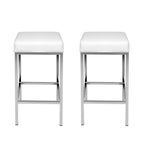 Artiss 2x Bar Stools Leather Padded Metal White