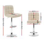 Artiss 2x Bar Stools Leather Gas Lift Beige