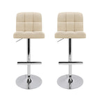 Artiss 2x Bar Stools Leather Gas Lift Beige