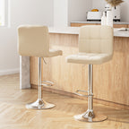 Artiss 2x Bar Stools Leather Gas Lift Beige