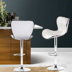 Artiss 2x Bar Stools Gas Lift Leather Seat White