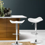 Artiss 2x Bar Stools Leather Gas Lift Chair White