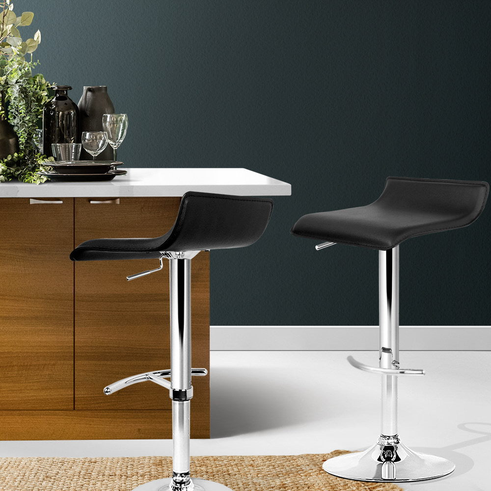 Artiss 2x Bar Stools Adjustable Gas Lift Chairs Black