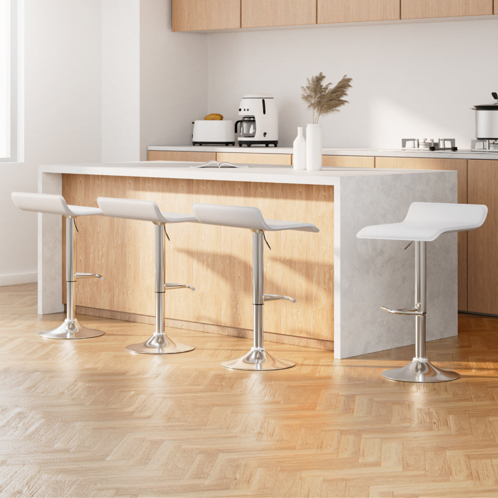 Artiss 4x Bar Stools Adjustable Gas Lift Chairs White