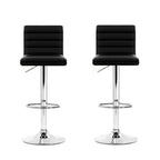 Artiss 2x Bar Stools Padded Leather Gas Lift Black