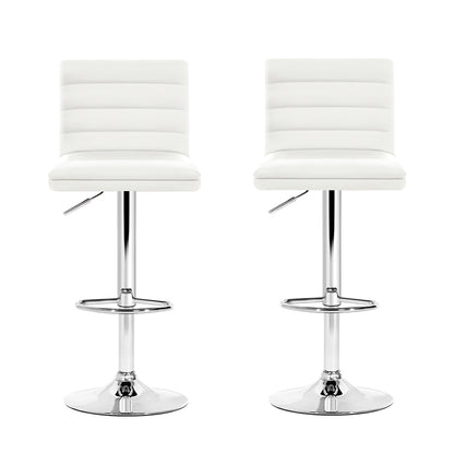 Artiss 2x Bar Stools Padded Leather Gas Lift White