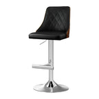 Artiss Bar Stool Bentwood Swivel Adjustable Kitchen Counter Stool Leather Black
