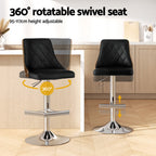 Artiss Bar Stool Bentwood Swivel Adjustable Kitchen Counter Stool Leather Black