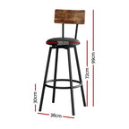 Artiss 2X Industrial Bar Stools Upholstered Counter Chairs Steel Frame Anti-Scratch
