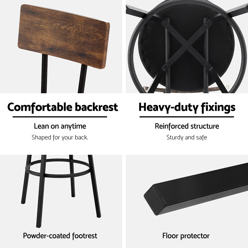 Artiss 2X Industrial Bar Stools Upholstered Counter Chairs Steel Frame Anti-Scratch