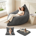 Artiss 3 in 1 Bean Bag Chair Cover (No Filler) Convertible Bean Bag for Adults, Corduroy Stuffed Animal Storage Bean Bag Cover Washable for Living Room Bedroom, Grey