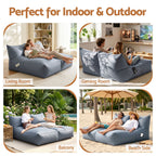 Artiss Outdoor Bean Bag Chair Cover (No Filler) 2 Seater Beanbag Lounge Sofacover Adults Splash-Proof Large Bean Bag Cover for Patio Poolside Relaxing Indoor, Grey