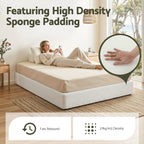 Artiss Compression Bed Frame Queen Size No Assembly Vacuum High Density Sponge Boucle Cream White