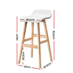 Artiss 2x Bar Stools Wooden Stool White