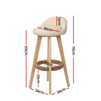 Artiss 2x Bar Stools Padded Leather Wooden Beige