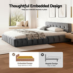 Artiss Double Size Bed Frame Plush Soft Headboard Velvet Platform Base for Modern Bedrooms Grey