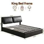 Artiss King Bed Frame Gas Lift Storage 3 Drawers Adjustable Headboard Platform Bed Black