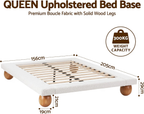 Artiss Queen Bed Frame and 2 Bedside Table Set, Boucle Upholstery Platform Bed