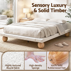 Artiss Boucle Queen Bed Frame and Chest of 6 Drawers Bedroom Set