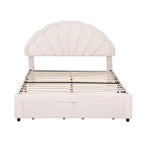Artiss Double Bed Frame with 2 Storage Drawers Upholstered Velvet Platform Bed LED Headboard