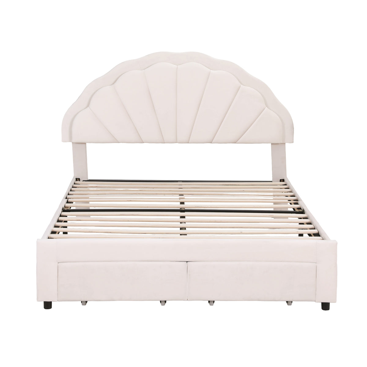 Artiss Double Bed Frame with 2 Storage Drawers Upholstered Velvet Platform Bed LED Headboard