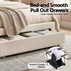 Artiss King Single Bed Frame with Storage Drawer Upholstered Velvet Platform Bed LED Headboard