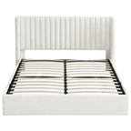Artiss King Bed Frame with Gaslift Storage USB Type-C Charging Ports Velvet Upholstery White