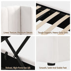 Artiss Queen Bed Frame with Gaslift Storage USB Type-C Charging Ports Velvet Upholstery White