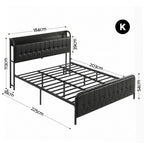 Artiss King Bed Frame with Storage Headboard SAA Certified Charging Station