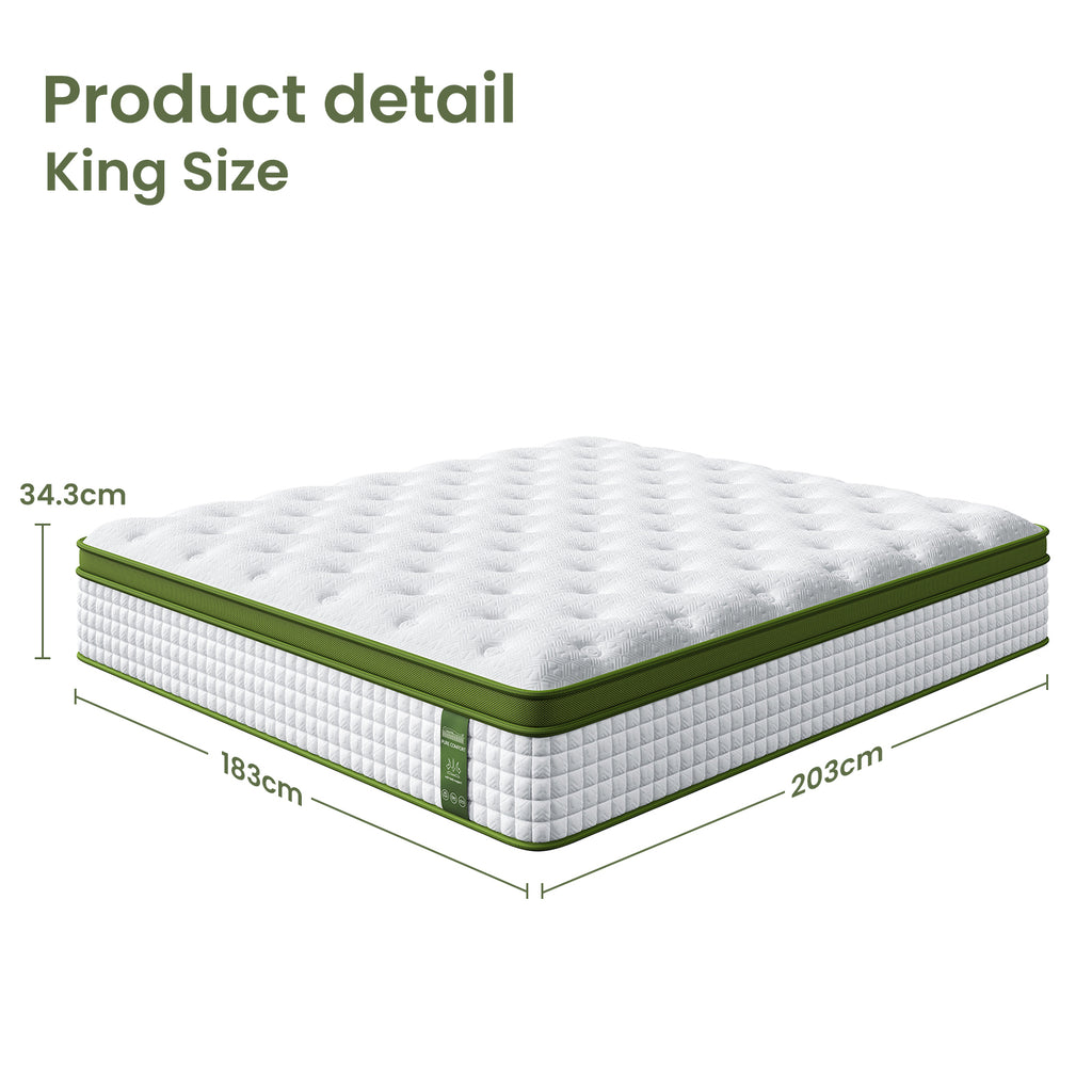 Artiss BedStory King Bed Frame with Mattress Set Platform Base Pocket Coil Linen Upholstered
