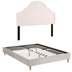 Artiss Queen Bed Frame with Storage Scalloped Velvet Headboard Wooden Platform Base
