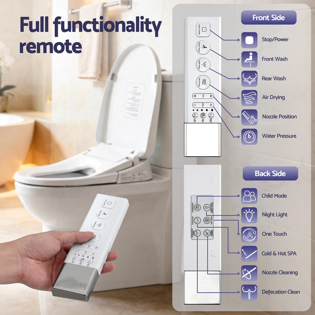 Cefito Smart Electric Bidet Toilet Seat Wireless Remote Heated Dryer Auto Wash